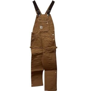 Vtg Carhartt R37 Duck Zip to Thigh Bib Overalls Unlined Size 48 X 30 NEW NOS